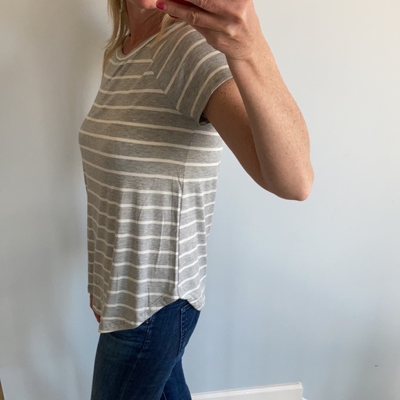Short Sleeve Grey & White Stripe Tee - Picture 5 of 10